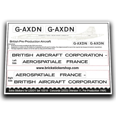Alternative Sticker for Set 10318 - Concorde (Version 11, Pre-Production, 1969)