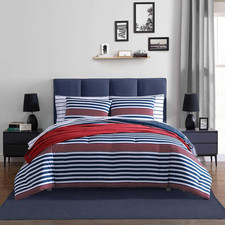 Nautica - King Comforter Set Ultra-Soft Striped Bed Set Matching Shams Medium