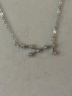 925 Sterling Silver Virgo Star Constellation Cubic Zirconia Necklace 19.5''