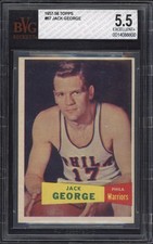 1957 Topps Jack George Rookie RC #67 BVG 5.5 EX+ Philadelphia Warriors