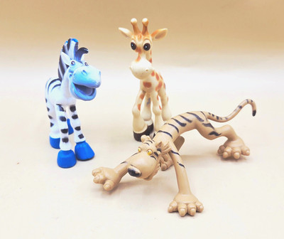 (SET OF 3) Funny Zoo Safari Animal Figures Tiger, Giraffe, Zebra EUC