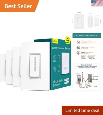 WiFi Dimmer Light Switches - 4-Pack, Voice Control & Adjustable Brightness