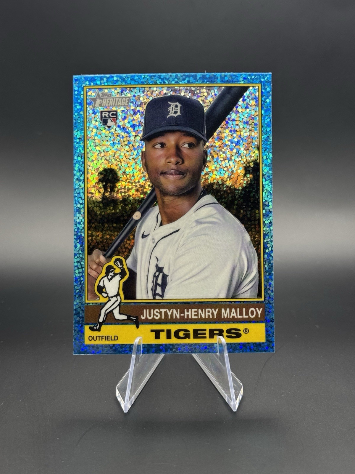 2025 Topps Heritage Chrome Light Blue Sparkle #305 Justyn-Henry Malloy Tigers RC