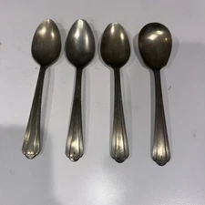 Antique 4 Spoons Early American National Silver Plate,3 Tea Spoons,1 Sugar Spoon