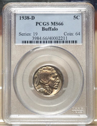 1938-D BUFFALO NICKEL PCGS MS66 002211
