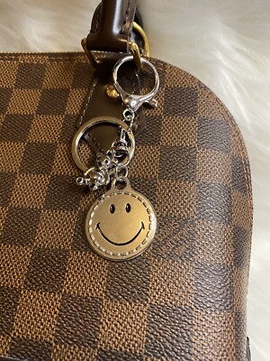 Happy Face Keychain Keyring Bag Charm Silver Color Smiley Face Key Fob Gift
