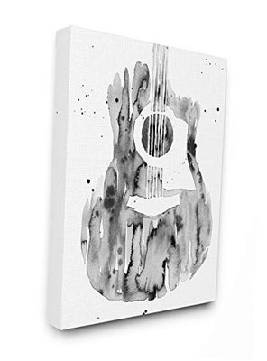  Abstract Guitar Watercolor Pattern Painting 30L'' x 24W'' Gallery Wrapped Canvas