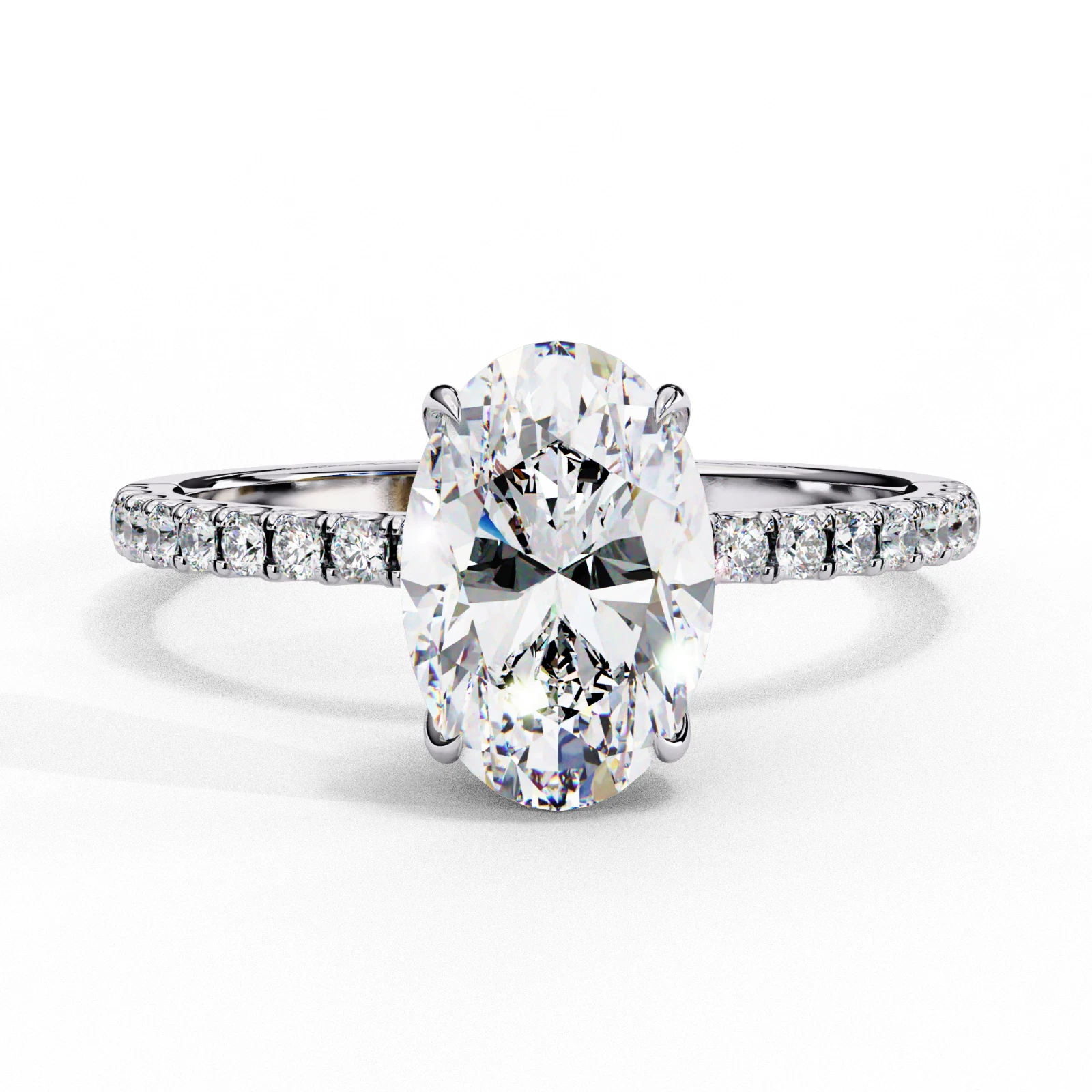 IGI Certified, 1.24CT, Lab-Grown Oval Diamond Engagement Ring, 14k White Gold image-1