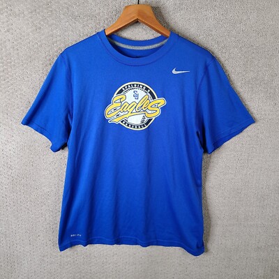 Spalding University Eagles Shirt Men Large Blue Yellow Nike Dri Fit #12 Baseball