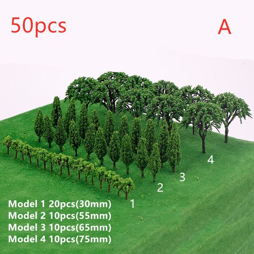 50pcs DIY Miniature Trees Model Train Railroad Wargame Scenery Landscape Scale - Picture 10 of 11