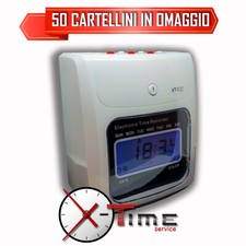 TIMBRACARTELLINI MARCATEMPO TIMBRATORE XT-100 DISPLAY  LCD STAMPA RITARDI + CARD