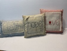 Inspirational Faith Hope Love Throw Pillows Size Small Primitive Farmhouse