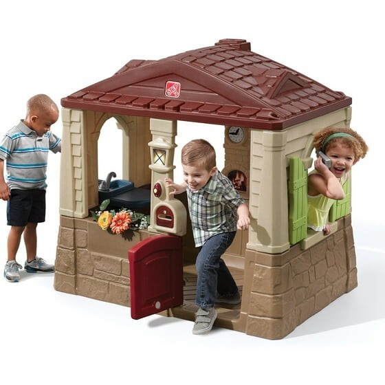 Step2 Neat Tidy Cottage II Brown Playhouse Plastic Kids Outdoor