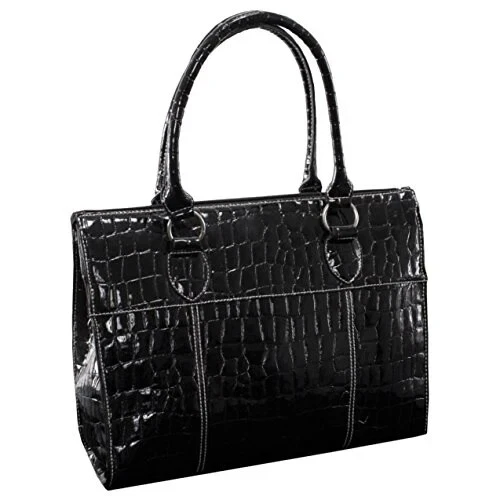 Женская деловая сумка-тоут Francesca 11105 черная искусственная лакированная крокодиловая кожа - Изображение 3 из 4