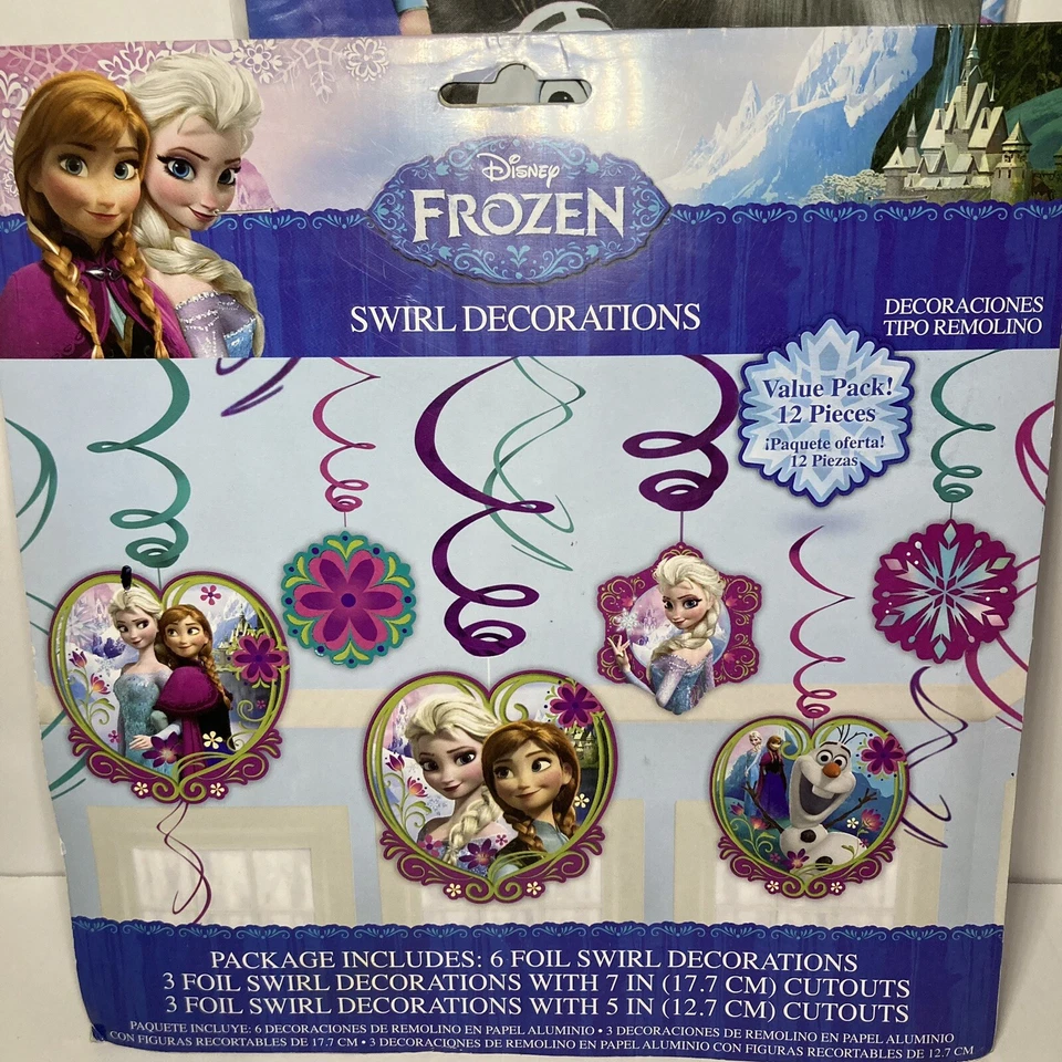 DISNEY ЗАМОРОЖЕННАЯ ВИСЯЧАЯ ФОЛЬГА ВИХРЕВЫЕ УКРАШЕНИЯ И ОБЛОЖКА СТОЛА Товары для вечеринок - Изображение 2 из 4