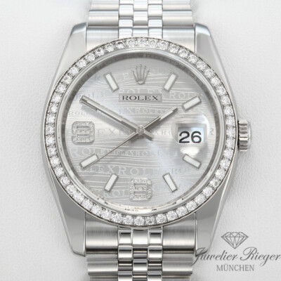 Rolex Datejust 36 mm 116244 2011 Stahl Weissgold 750 Wave Diamanten Automatik