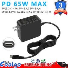 65W Watt Laptop Charger Type C USB-C AC Adapter for Lenovo Asus MacBook pro