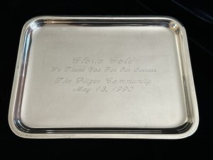 Puiforcat France Silver Plate Tray Engraved 8.75” X 7.75” Vintage