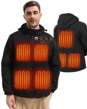 ARRIS Men`s Heated Jacket, Electric Heating Coat , Battery and Detachable Hood