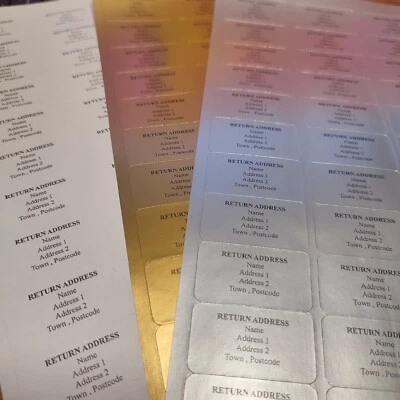KANIKA`S PRINT SHOP Personalised Return Address Labels, Stickers, Matt White, Metallic Gold & Silver