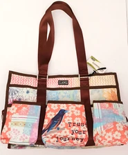 NWT Lang Essential Nylon Tote Hello Soul, Hello Joy Bird Flower Print 16X7X10