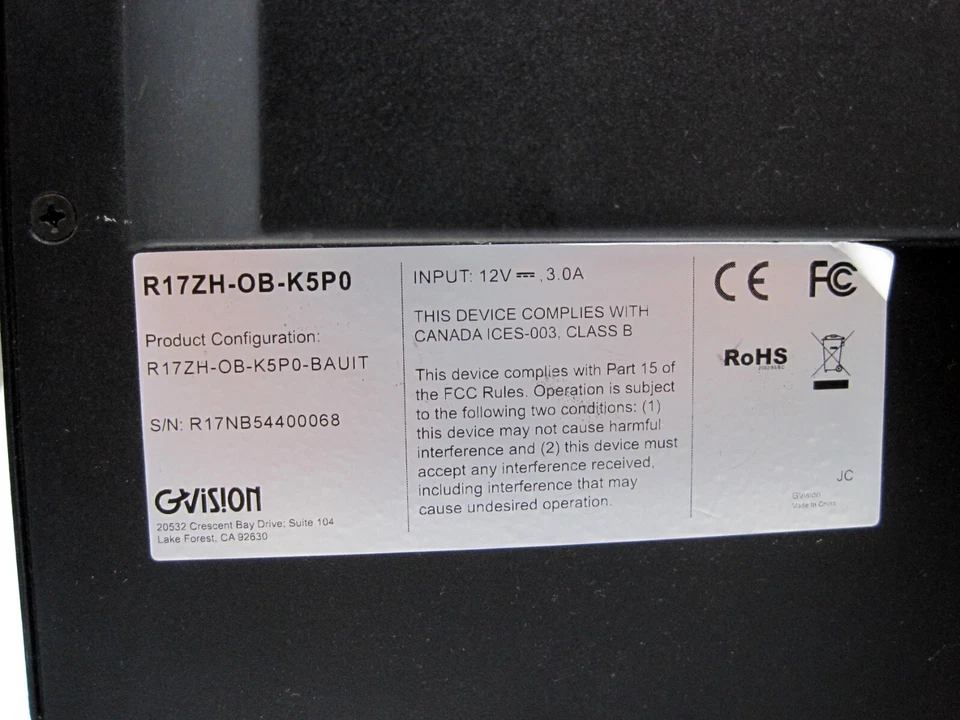 GVision 17" Touchscreen Monitor R17ZH-OB USB, DVI VGA W/Power - Image 3 of 4