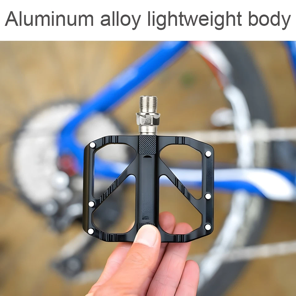 Mountain Bike Pedals Bicycle Pedal Flat Aluminum Sealed Bearing 9/16" BMX Road - Image 2 of 4