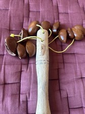 Nutshell Shaker Percussion Nigerian Style Uyot Seed Rattle on Handle