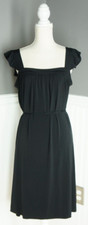ANN TAYLOR FACTORY L BLACK SLEEVELESS TIE WAIST DRESSY CASUAL STRETCH DRESS