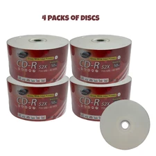 200 SKYTOR Blank 52X CD-R CDR 700MB White Top Glossy Printable Disc No Logo hp