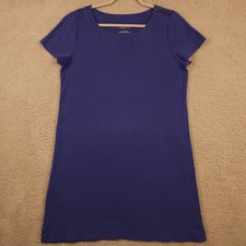 Talbots Shirt Dress Womens Medium Blue Cotton Zip Shoulder Casual Coastal Beach