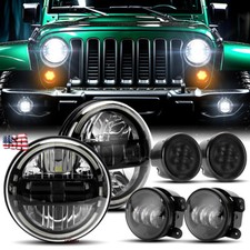 For Jeep Wrangler Jk Led 7inch Halo Headlight Driving Fog Light Turn Signal Lamp