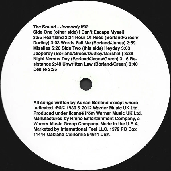 The Sound – Jeopardy (Vinyl, 2012), sehr seltene "1972" US Pressung, neu (M) - Bild 3 von 4
