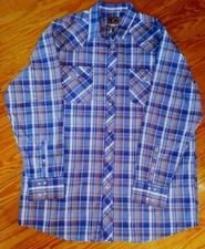 Wyoming Traders-Mens L/S western Rockabilly plaid shirt-Snap Close- Size Tall 2X