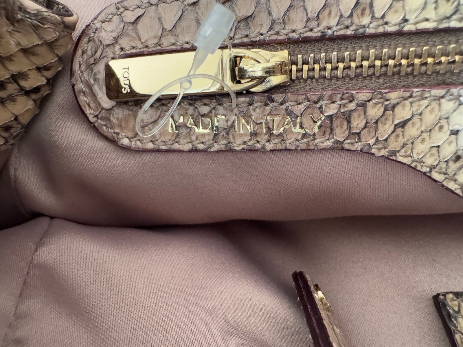 TOD'S HANDBAG VINTAGE 2000 LADY PURSE BAG SNAKE EXOTIC LEATHER RL PYTHON NEW OLD image 3