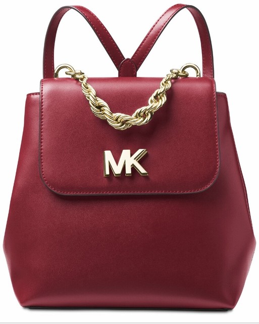 maroon leather backpack