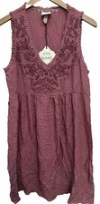 Knox Rose Women’s Dress Small Rose Midi Eyelet Embroidered V- Neckline New