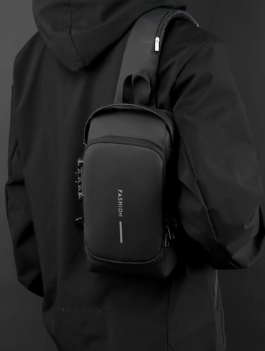 Casual Minimalist Letter Design Zipper Crossbody Bag for Men Chest Bag - Picture 10 of 13