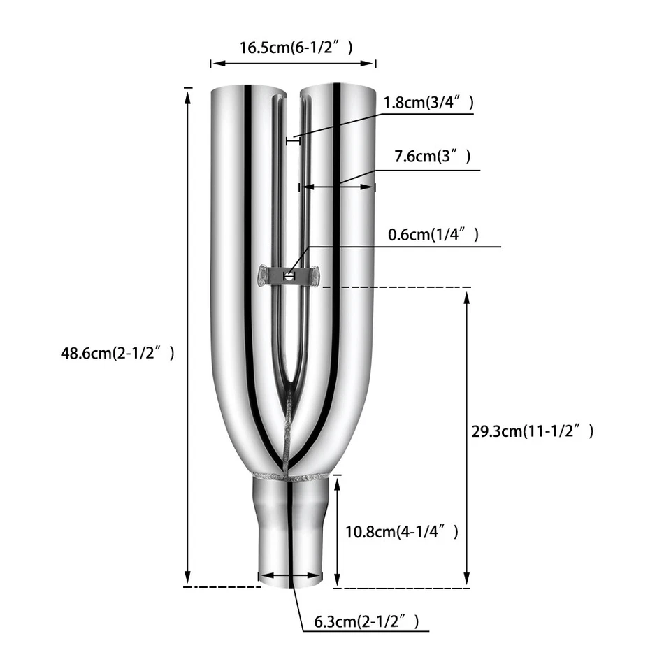 Punta silenciador escape tubo chorro salida 3"" entrada 2,5"" longitud 19" para Honda CRX Foto 2 de 4