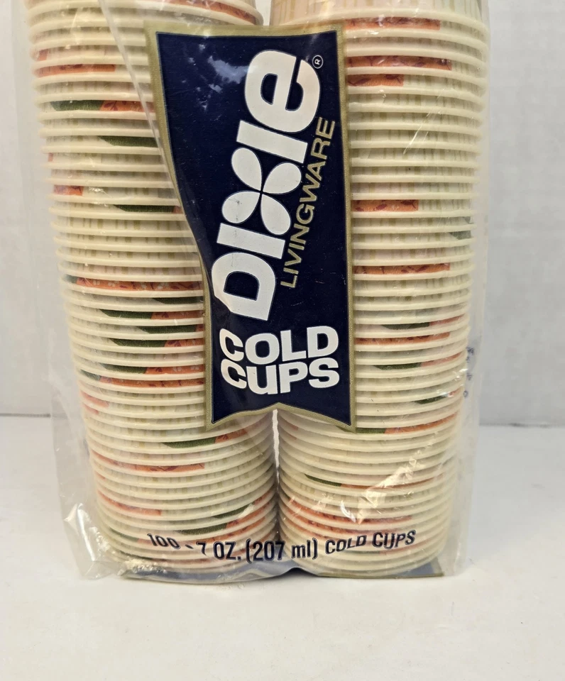 Edredón vintage Dixie Cold Cups 7 OZ patrón floral rosa naranja Foto 3 de 4