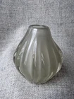 Vintage Unsigned Ovid Murano Striped Ribbed Glass Vase, Smoke, 4"