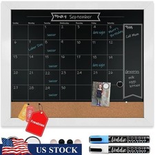 Magnetic Chalkboard Calendar Wall Organizer Cork Board 18x24 School Office New