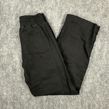 Quince European Linen Wide Leg Pants Womens XS Black Drawstring 100% Linen