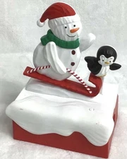 Hallmark Christmas Snow Many Memories Sledding Sledders Snowman Music Motion