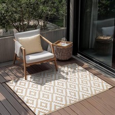 Green Decore Bliss Beige White Rug 120x180cm Waterproof Outdoor Mat