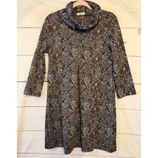 Tyler Boe Cowl Neck Abstract Print Long Sleeve Dress Women's M