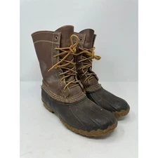 Vintage LL Bean Maine Duck Boots Womens Size 7 Brown Leather Unlined Lace up