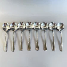 8 Stainless Flatware SOUP GUMBO Cream Spoons Spoon Set of 8 18/8 QUALITY LOT