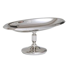 Oval Serving Dish on Stand, Stainless Steel, Oval Mirror Finish
