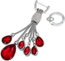 Rhinestone Bling Car Keychain with Screwdriver, Fashion Red Key Fob Color: Red